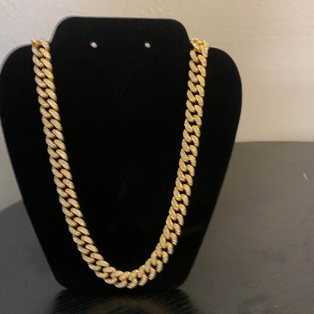 24 inch gold colored iced out chain